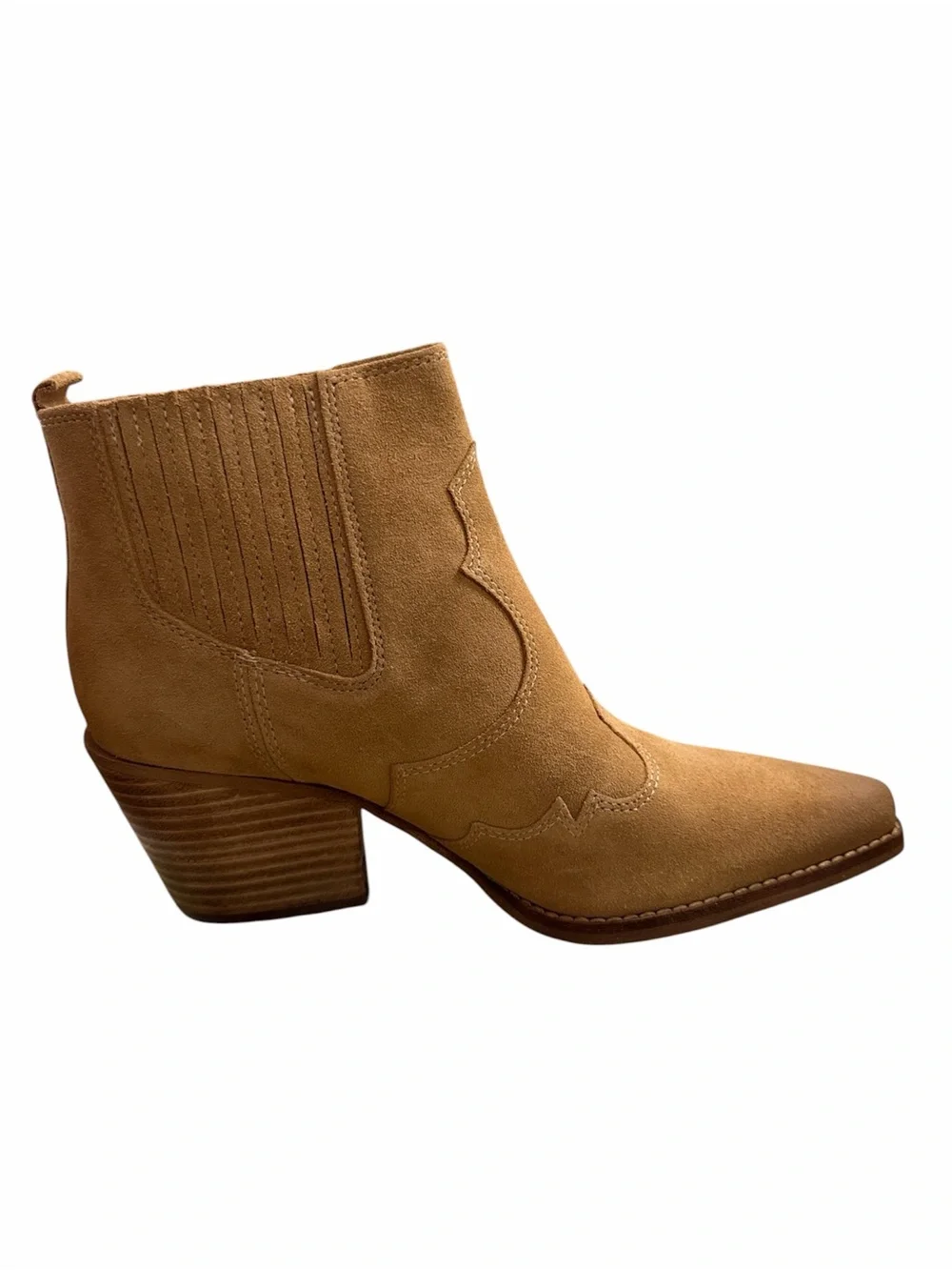 NEW 8.5 Sam Edelman Winona Camel Suede Ankle Boots Tan Leather Booties City Chic